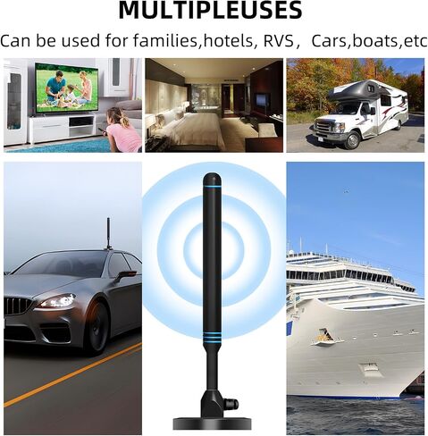 TV Antenna for Smart TV Indoor, Strong Magnetic Base Indoor TV Antenna for Easy Installation, Long Range Reception HD Antenna for TV Indoor 4k 1080P Channels in Saudi Arabia
