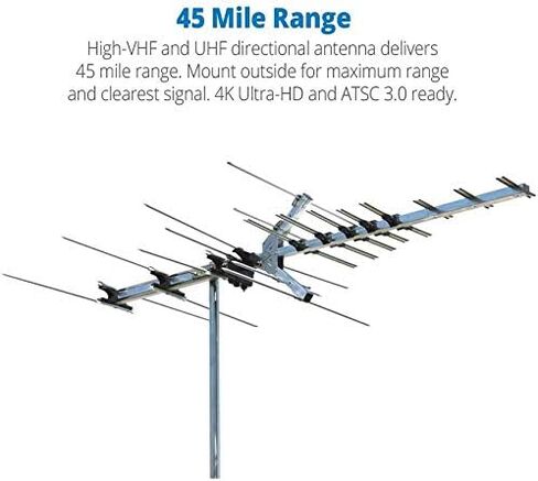 هوائي Winegard HD7694P خارجي HDTV - طويل المدى 45+ ميل - عالي التردد VHF/UHF - جاهز بدقة 4K فائقة الدقة - قنوات محلية مجانية - متوافق مع تلفزيون NextGen in Kuwait