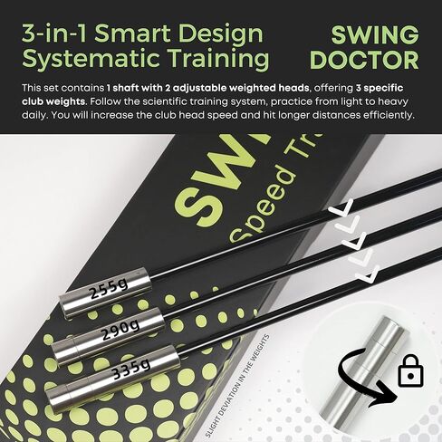 Swing Trainer, Golf Swing Speed Training System, Increase Club Head Speed, 3 Training Weights in One Club in Saudi Arabia