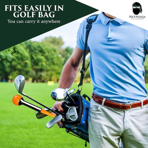 NetNinja™ Weighted Golf Swing Trainer Aid - Ideal Warm-up Practice for Proper Plane, Improved Tempo, More Power & Control. Durable, High Elasticity, Sleeve for Adjustable Weight. in Saudi Arabia