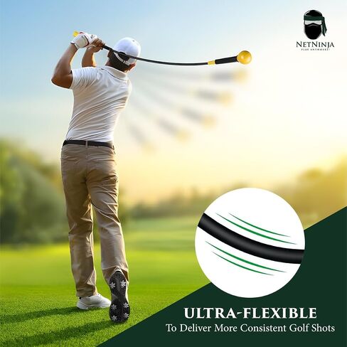 NetNinja™ Weighted Golf Swing Trainer Aid - Ideal Warm-up Practice for Proper Plane, Improved Tempo, More Power & Control. Durable, High Elasticity, Sleeve for Adjustable Weight. in Saudi Arabia