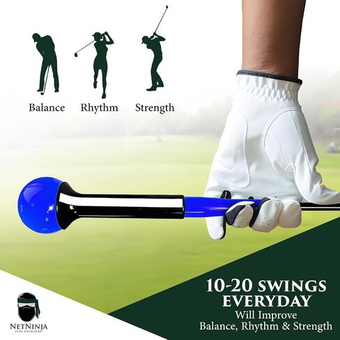 NetNinja™ Weighted Golf Swing Trainer Aid - Ideal Warm-up Practice for Proper Plane, Improved Tempo, More Power & Control. Durable, High Elasticity, Sleeve for Adjustable Weight. in Saudi Arabia