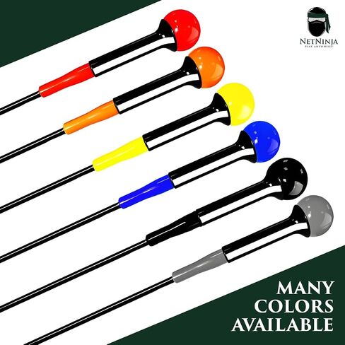 NetNinja™ Weighted Golf Swing Trainer Aid - Ideal Warm-up Practice for Proper Plane, Improved Tempo, More Power & Control. Durable, High Elasticity, Sleeve for Adjustable Weight. in Saudi Arabia