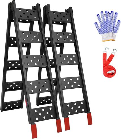 Ruedamann 83" L x 9" W Steel Folding Ramp, 960lbs Capacity Loading Ramp, Heavy Duty Motorcycle Ramp, Portable Truck Ramps for Pickup, ATVs, UTVs, Dirt Bikes, Lawnmowers, Black, Pack of 2 in Kuwait