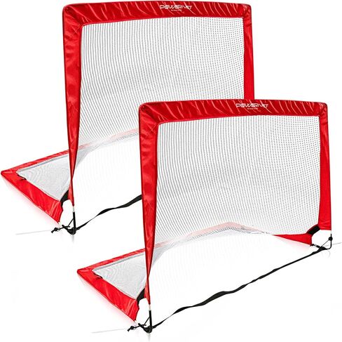 PowerNet Soccer Popup Net الهدف المحمول | مستطيل 4 × 3 | 2 هدف + 1 حقيبة حمل | إطار متين خفيف الوزن | إعداد سريع، تخزين سهل الطي | لعبة جانبية صغيرة قصيرة | دقة الممارسة الفنية in Saudi Arabia