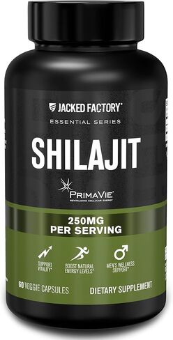 Jacked Factory Essentials Shilajit - Primavie Shilajit للرجال لتعزيز الطاقة ودعم الحيوية والعافية - 60 كبسولة نباتية in Kuwait