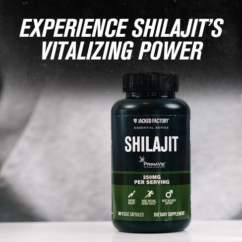 Jacked Factory Essentials Shilajit - Primavie Shilajit للرجال لتعزيز الطاقة ودعم الحيوية والعافية - 60 كبسولة نباتية in Kuwait