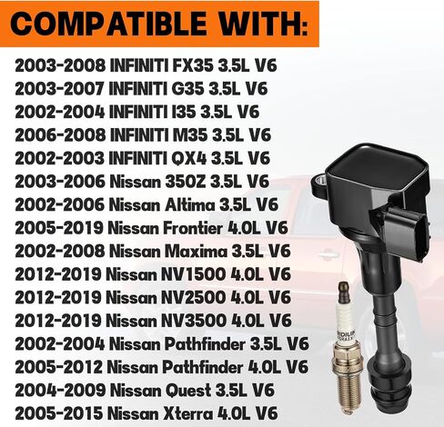 UF-549 Ignition Coil Pack and 9029 Iridium Spark Plugs Compatible with Nissan Altima Cube Rogue Sentra Versa, Infiniti QX60 Q70 FX50 M56, Replaces for C1696 UF549 5C1753, Set of 4 in Saudi Arabia