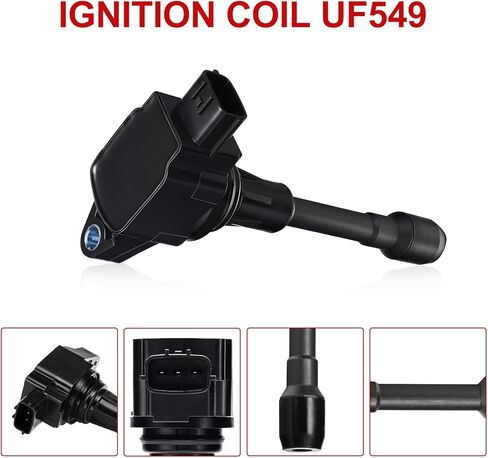 حزمة ملف الإشعال UF-549 وشمعات الإشعال إيريديوم 9029 المتوافقة مع Nissan Altima Cube Rogue Sentra Versa، Infiniti QX60 Q70 FX50 M56، يستبدل C1696 UF549 5C1753، مجموعة من 4 in Kuwait