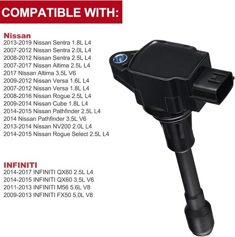 حزمة ملف الإشعال UF-549 وشمعات الإشعال إيريديوم 9029 المتوافقة مع Nissan Altima Cube Rogue Sentra Versa، Infiniti QX60 Q70 FX50 M56، يستبدل C1696 UF549 5C1753، مجموعة من 4 in Kuwait