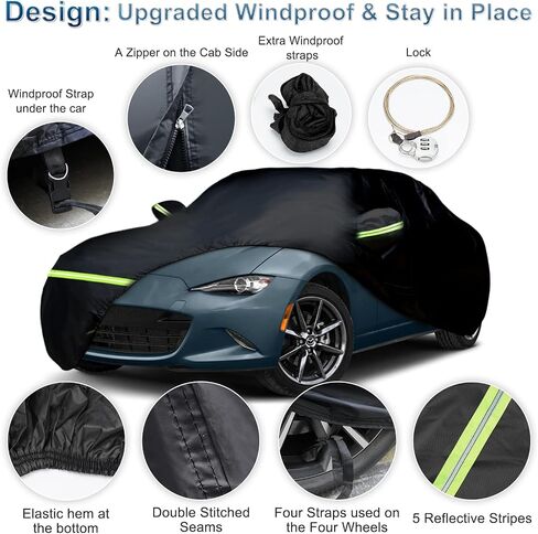 Custom Fit for Volkswagen Beetle Bug 2-Door 1960-1980 Sedan Car Cover Waterproof Heavy Duty All-Weather Protection with Door Zipper & Storage Bag in Kuwait