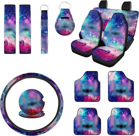 Car Accessories Set Include Cartoon Car Steering Wheel Cover Car Seat Cover Seat Belt Pads Car Floor Mats Car Coasters Keychain for Adults15 Pieces in Saudi Arabia