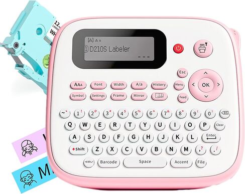 آلة صنع الملصقات الوردية، صانع الملصقات المحمول D210S، لوحة مفاتيح QWERTY، ملصق بديل لصانع الملصقات Brother P Touch، للمكتب المنزلي وتنظيم أطفال المدارس in Kuwait