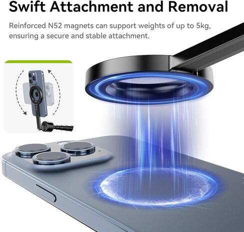 حامل ثلاثي القوائم مغناطيسي للهاتف 64.5 بوصة مع جهاز تحكم عن بعد لهاتف iPhone Magsafe - ULANZI MG-002 حامل ثلاثي القوائم مرن للهاتف الخلوي 52N حامل فيديو Vlog محمول متوافق مع سلسلة iPhone 15 14 13 12 in Kuwait