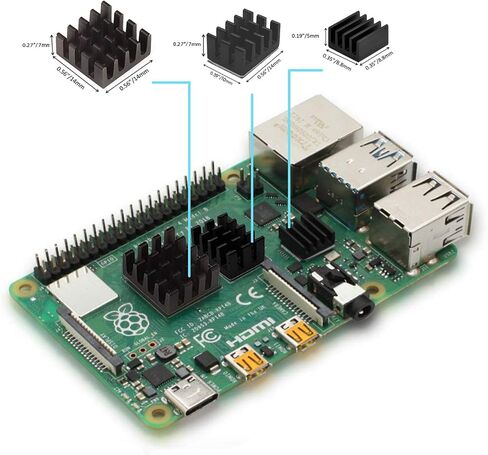 Easycargo 20 قطعة مجموعة مشتت حرارة Raspberry Pi من الألومنيوم + النحاس + شريط لاصق حراري لتبريد مبرد Raspberry Pi 5 4 3B+ 3 (20 قطعة متعددة الألوان) in Saudi Arabia