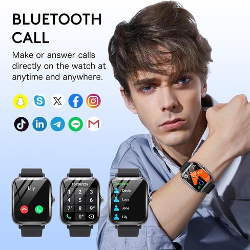 Smart Watch for Men 1.83 Inches Outdoor Sports Smartwatch with Answer/Make Call, Compatible with iPhone and Android Phones FR4 in Saudi Arabia
