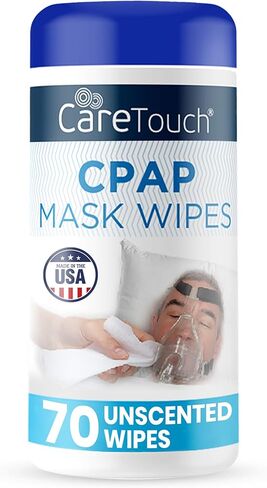 Care Touch - CMW70 CPAP Mask Cleaning Wipes - Unscented | 70 Unscented Cleaning Wipes for CPAP Masks | Made in The USA in Kuwait
