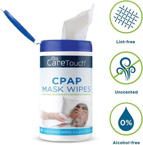 Care Touch - CMW70 CPAP Mask Cleaning Wipes - Unscented | 70 Unscented Cleaning Wipes for CPAP Masks | Made in The USA in Kuwait
