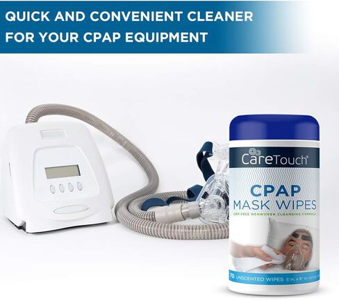 Care Touch - CMW70 CPAP Mask Cleaning Wipes - Unscented | 70 Unscented Cleaning Wipes for CPAP Masks | Made in The USA in Kuwait