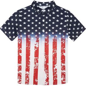 uideazone 2-10 Years Boys Button Down Shirts 3D Graphic Hawaiian Aloha Short Sleeve Dress Shirt Tops