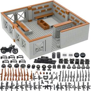 Military Base Building Bricks Set, Defence Base Guard Tower Guns Weapons Building Block Toy, Weapon Pack Accessories Kits Toys for Kids