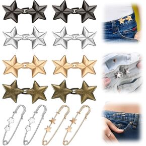 12pcs Pant Waist Tightener, Jean Tightener for Waist Cincher Clip for Pants, Jean Buttons for Loose Jeans, Button Adjuster for Pants Jeans Button Tightener, Waistband Tightener, Jean Waist Tightener