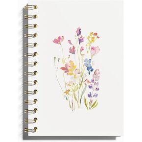 Floral Notebook - Wildflower Journal, Flower Notebook, Floral Journal, Cute Spiral Notebook, Boho Plant Notebook, Floral Notepad, Floral Spiral Notebook, 5.5x8.3 Inches
