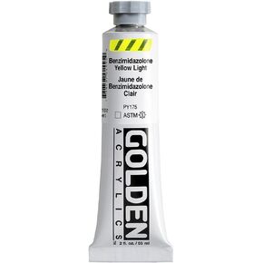 Heavy Body Acrylics by GOLDEN, Benzimidazolone Yellow Light, 2 fl. oz. Tube, Professional Acrylic Paint, Transparent