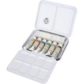 Schmincke - HORADAM® AQUARELL compact box of the RETRO Line with 6 finest watercolors, 74648097, metal box, painting set, 6 x 5 ml tubes and 6 half empty pots