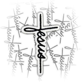 Jesus Cross 3 Inches Iron On/Sew On Embroidered Applique Patches, Jesus Embroidery Patches, DIY Accessories for Backpacks, Dog Harnesses, Army Vests, Bags, Hats, Clothes, Gift for Christians
