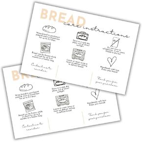 Bread Care Instruction Cards |30pk 4x6" Sourdough Storage Bakery Baker Client Packaging Cinnamon Roll Cupcake Cake How to Store