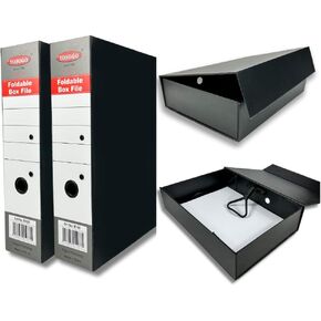 Folding Box File Binder Folder - Portable and Convenient Document Organizer with Magnetic Closure - Instantly Fold and Unfold to Save Space. Made from Eco-Friendly Recycled Carboard. (Pack of 4)