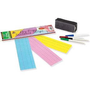 Pacon 5188 Dry Erase Sentence Strips, 12 x 3, Assorted, 20 per Pack
