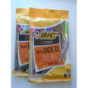 Bic Cristal Xtra Bold Pens Multi Colors 10 Pack (2 Sets of 10 Each)