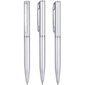 3Pcs Silver Small Ballpoint Pen,Mini Pens Bulk,Small Retractable Ballpoint Pens,Small Writing Pen Short Pens,Tiny Pen Ink Ballpoint Pens,Smooth Writing Rollerball Pens for Pocket Notebook Office