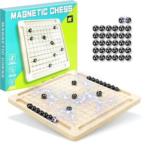 Upgrade Magnetic Chess Game with 32Pcs Magnetic Ball, Magnetic Game Fun Family Games for 2-4 Players,Magnet Chess Game with Stones,Table Top Magnetic Board Game
