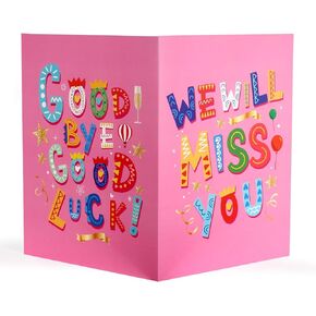 Goodbye Good Luck Card, 15.75x10.63in Large Good Bye Greeting Card with Envelope Going Away Card Leaving Congratulations New Job Card We Will Miss You Card for Colleague Retirement Farewell