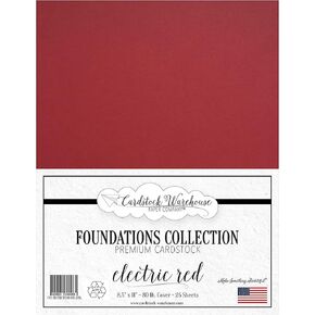 Cardstock Warehouse Foundations Electric Red - 8.5 x 11" - 80 Lb. / 215 Gsm 100% Recycled Premium Cardstock Paper - 25 Sheets