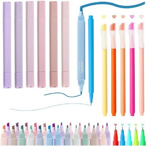 22pcs Pastel Highlighters Set, No Bleed Through Aesthetic Stationery Pen, 12 Pastel Highlighters Colored Markers 10 Cute Gel Pens for Journaling Planner Study School Office Supplies