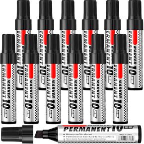 Teling 12 Pcs Jumbo Size Permanent Markers Bulk Chisel Tip Big Pens Markers Set for Industrial Use Work on Wood Metal Plastic Stone Glass
