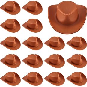 40 Pieces Plastic Mini Cowboy Cowgirl Hat Western Hat Cupcake Toppers Miniature Cute Doll Party Toy Accessories for Dollhouse Decorations