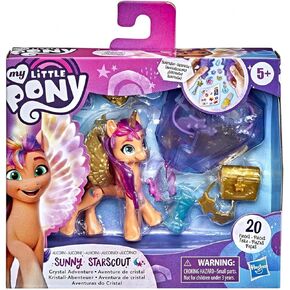 My Little Pony: A New Generation Movie Crystal Adventure Alicorn Sunny Starscout - 3-Inch Alicorn-Style Toy, Surprise Accessories, Bracelet