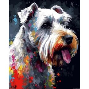 ZUVRDIAI Paint by Numbers for Adults DIY Painting Kit with Pre-Printed Textured Art Canvas Acrylic Paints Ideal for Beginners Schnauzer 40X50cm