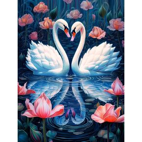 Yomiie Paint by Numbers Kits for Adults, Swans DIY Canvas Acrylic Paint Kits, Easy Paint by Numbers for Beginners and Adults, Arts Craft for Home Wall Decor 16x20 inch
