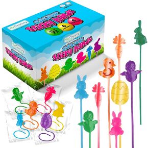 ArtCreativity Easter Sticky Hands for Kids - Set of 72 - Party Favors in Assorted Designs and Colors - Individually Packed Sticky Hands Party Favors - Easter Egg Fillers and Basket Stuffers