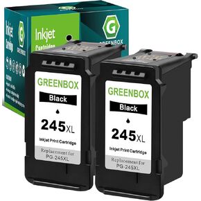 GREENBOX 245 245XL Black Ink Cartridge Replacement for Canon PG-245XL Ink Cartridges for PIXMA MX490 MX492 MG2522 TR4500 TR4520 TS3322 TS202 TS3122 MG2500 MG2922 MG2920 Printer Ink 245XL, 2 Pack