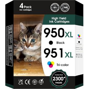 950XL 951XL Ink Cartridges Combo Pack Replacement for HP 950 951 XL for HP OfficeJet Pro 8600 8610 8630 8620 8615 8625 8100 276DW 251DW Printer,Black Cyan Magenta Yellow