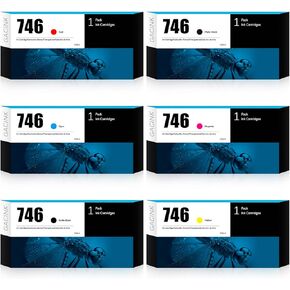 746 Ink Cartridges 6Pack Compatible with HP DesignJet Z6 & Z9+ Large Format Printers(300ML Matte Black, Photo Black, Cyan, Magenta, Yellow, Chromatic Red)