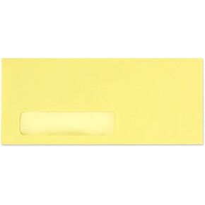 LUXPaper #10 Business Window Envelopes | Commercial Flap | 4 1/8" x 9 1/2" | Pastel Canary Yellow | 60lb. Text | 50 Qty
