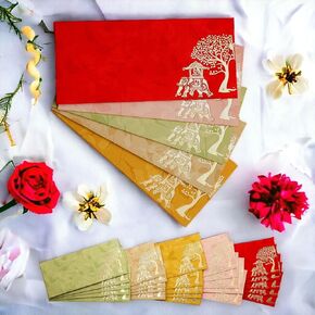LoveNspire Shagun Gift Envelopes Assorted Color Doli on Elephant Tree Design Money Holder Fancy Packet Lifafa Money Envelope for Cash Gifts Christmas Diwali Easter Birthday Wedding (Set of 25/50/100)